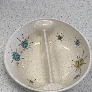 Vintage Franciscan Atomic Starburst MCM Divided Serving Bowl